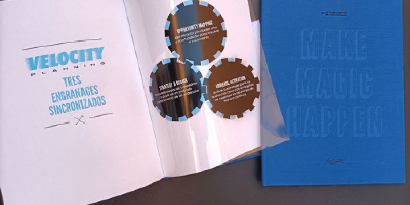 Impresión de folleto publicitario azul